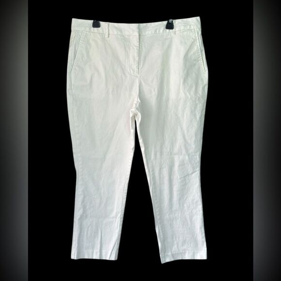 Women's Mid Rise Classic Straight Leg Chino Ankle Pants, White, Size 16 - Picture 2 of 8